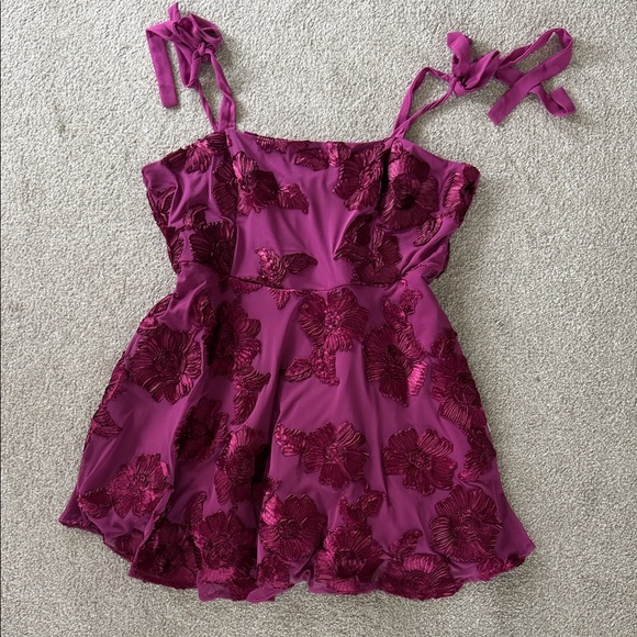 NWT lulus Floral Embroidered Pink/Fuchsia Mini Dress XXL - Picture 5 of 11